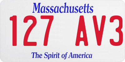 MA license plate 127AV3