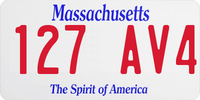 MA license plate 127AV4