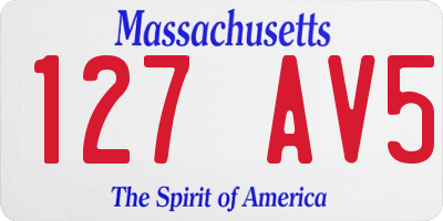 MA license plate 127AV5