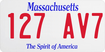 MA license plate 127AV7