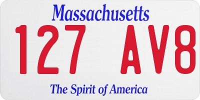 MA license plate 127AV8