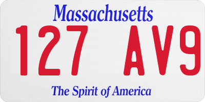 MA license plate 127AV9