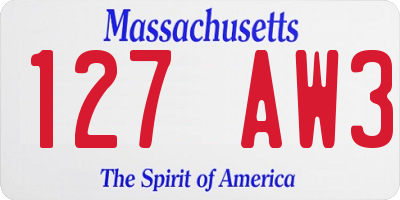 MA license plate 127AW3