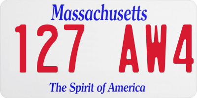 MA license plate 127AW4