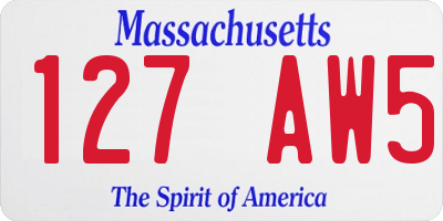 MA license plate 127AW5