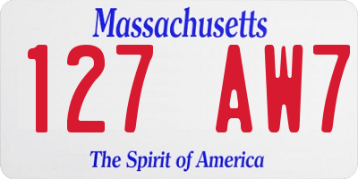 MA license plate 127AW7