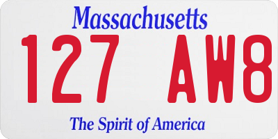 MA license plate 127AW8