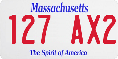 MA license plate 127AX2