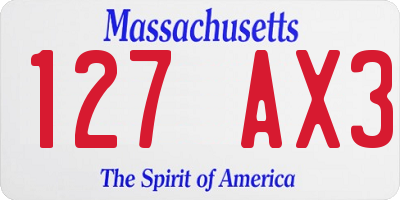 MA license plate 127AX3