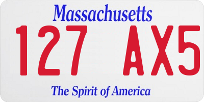 MA license plate 127AX5