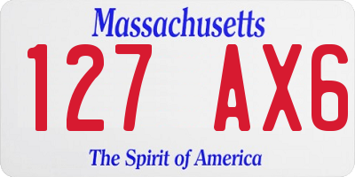 MA license plate 127AX6