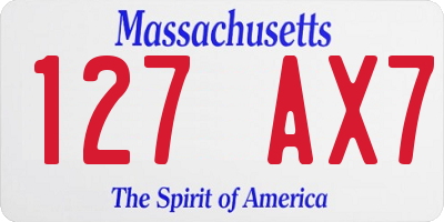MA license plate 127AX7