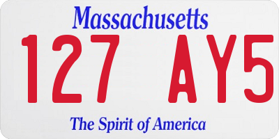 MA license plate 127AY5