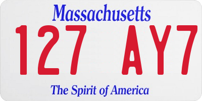 MA license plate 127AY7
