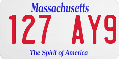 MA license plate 127AY9