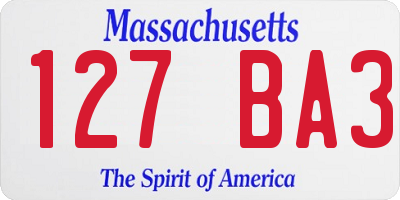 MA license plate 127BA3