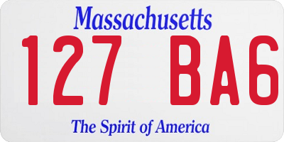 MA license plate 127BA6