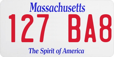 MA license plate 127BA8