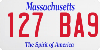 MA license plate 127BA9