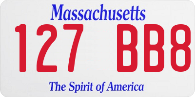 MA license plate 127BB8
