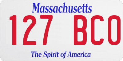 MA license plate 127BC0
