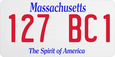 MA license plate 127BC1