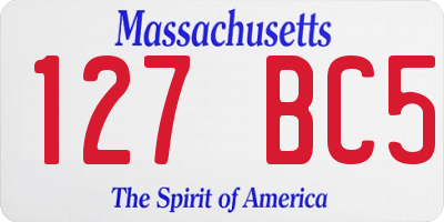 MA license plate 127BC5
