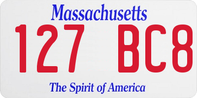 MA license plate 127BC8