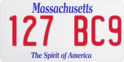 MA license plate 127BC9