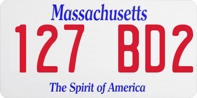 MA license plate 127BD2