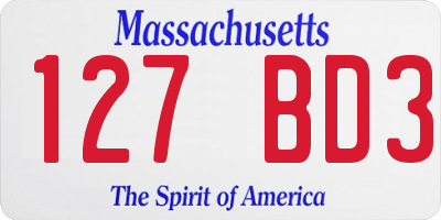MA license plate 127BD3