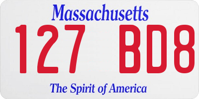MA license plate 127BD8