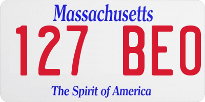 MA license plate 127BE0