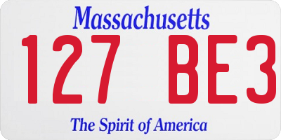 MA license plate 127BE3