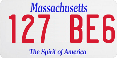 MA license plate 127BE6