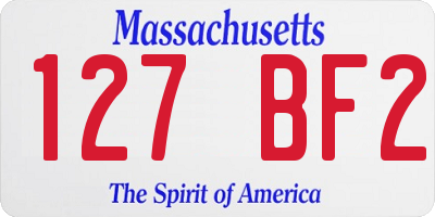 MA license plate 127BF2