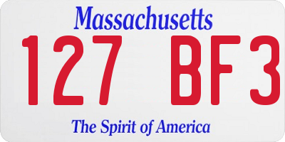 MA license plate 127BF3