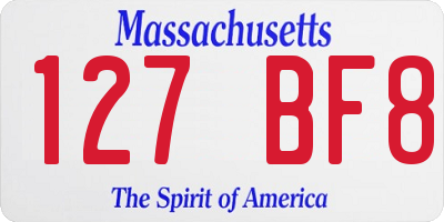 MA license plate 127BF8