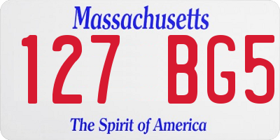 MA license plate 127BG5