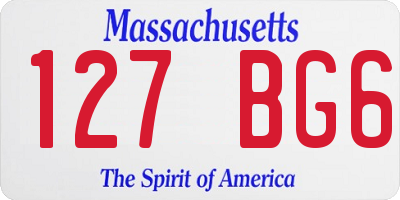 MA license plate 127BG6