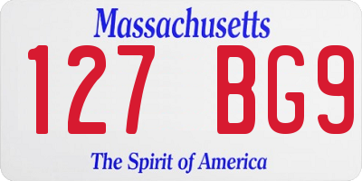MA license plate 127BG9