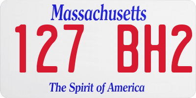 MA license plate 127BH2