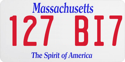 MA license plate 127BI7