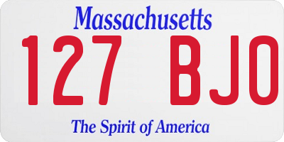 MA license plate 127BJ0