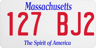 MA license plate 127BJ2