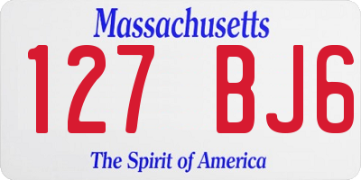 MA license plate 127BJ6