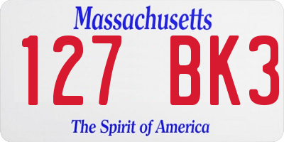 MA license plate 127BK3