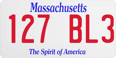 MA license plate 127BL3
