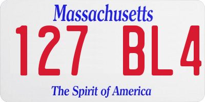 MA license plate 127BL4