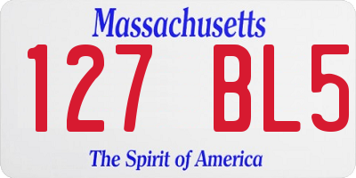 MA license plate 127BL5